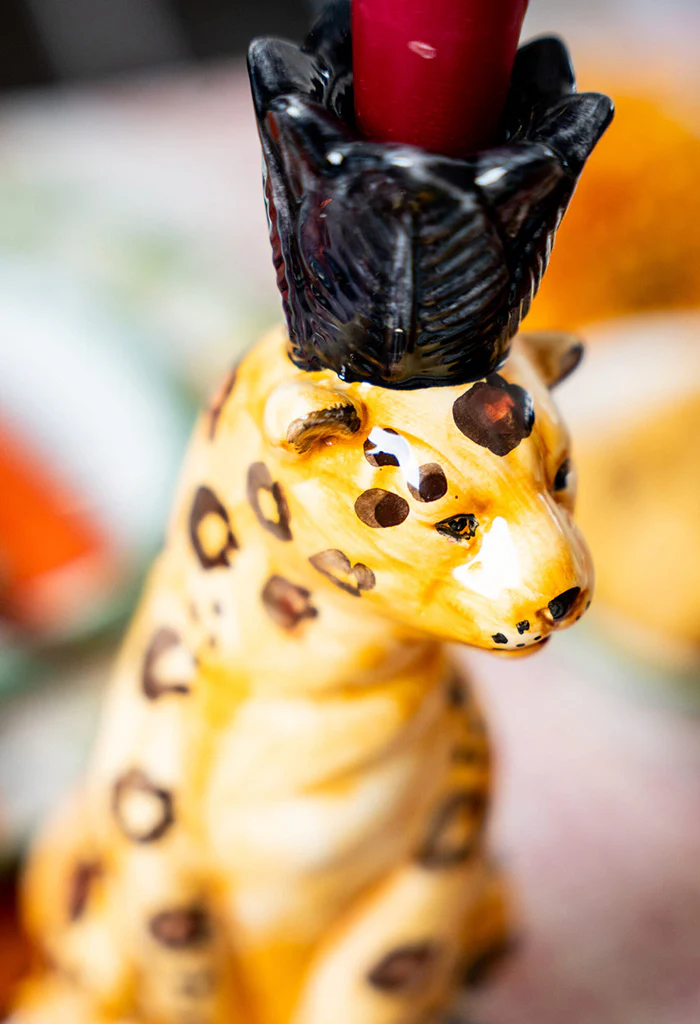 Leopard Ceramic Candlestick Holder - Image 4