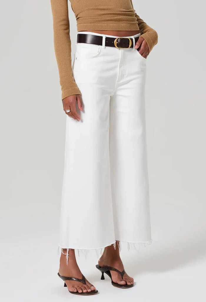 Lyra Wide Leg crop Raw Hem - Soft White - Image 5