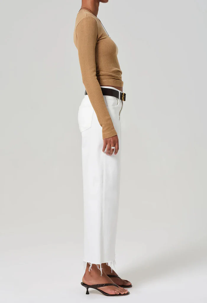 Lyra Wide Leg crop Raw Hem - Soft White - Image 6
