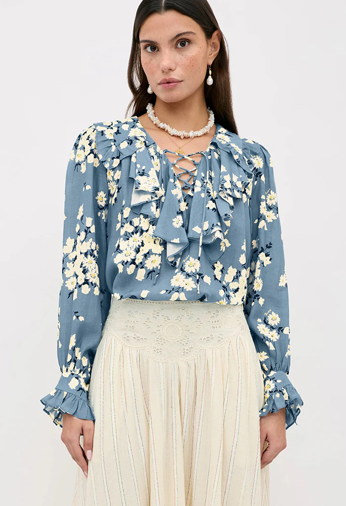 Milia Top - Amelia Bouquet Blue - Image 4