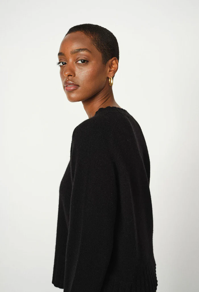Zari Cashmere Crewneck Knit - Black - Image 3