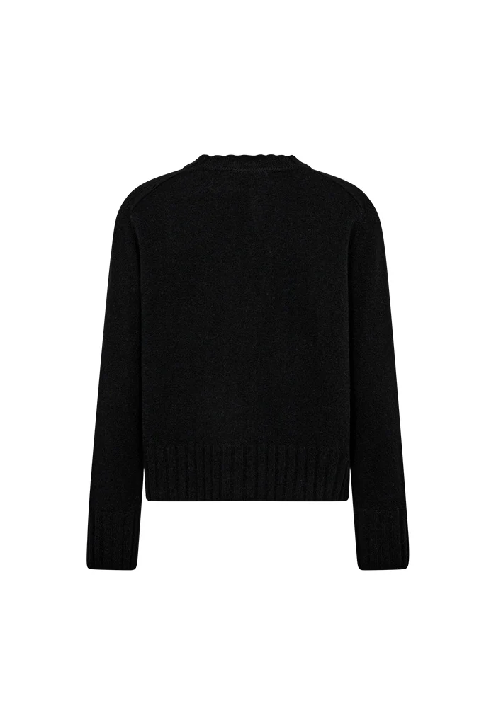Zari Cashmere Crewneck Knit - Black - Image 4