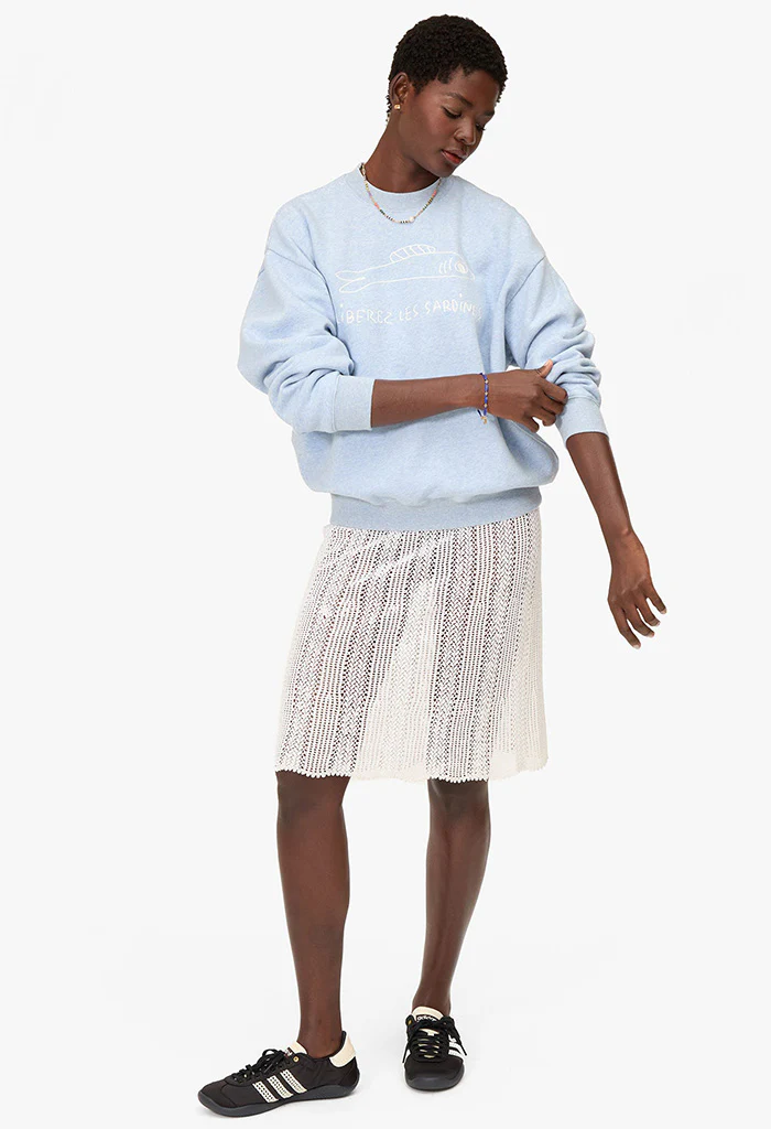 Oversized Sweatshirt Liberez Les Sardines - Heather Blue - Image 4