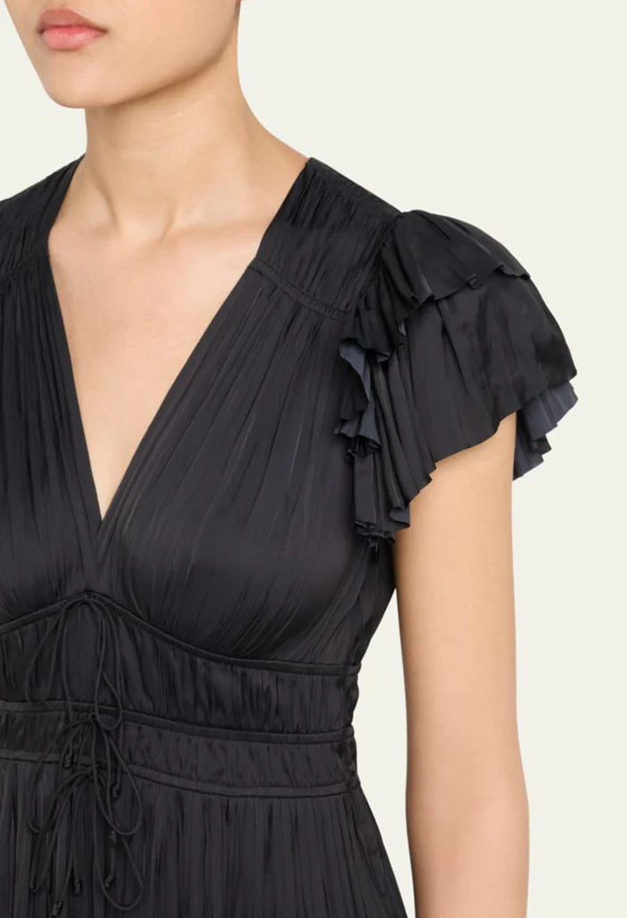 Patrice Flutter Sleeve Midi Dress - Noir - Image 4