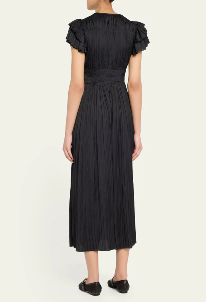 Patrice Flutter Sleeve Midi Dress - Noir - Image 5