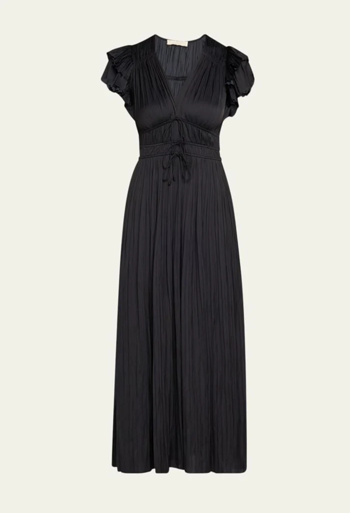 Patrice Flutter Sleeve Midi Dress - Noir - Image 6