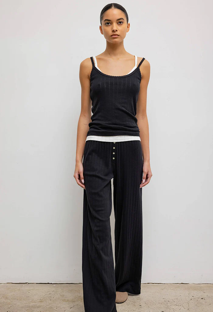 Pointelle Classic Tank Top - Black - Image 4