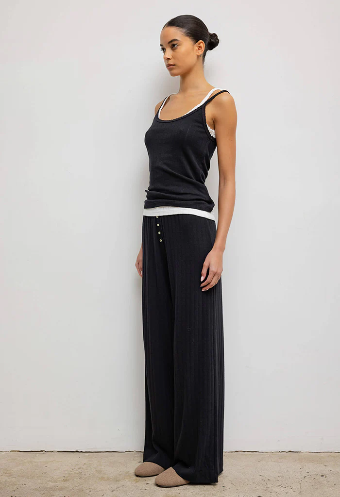 Pointelle Classic Tank Top - Black - Image 5