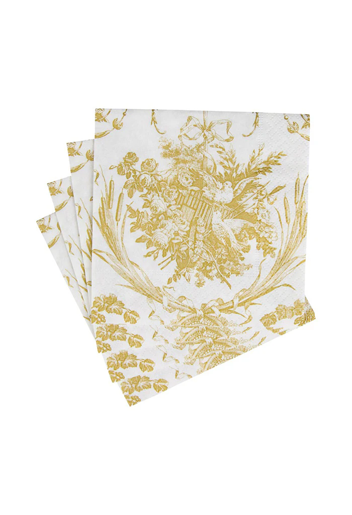 Romantic Toile Gold Cocktail Napkins - Image 3