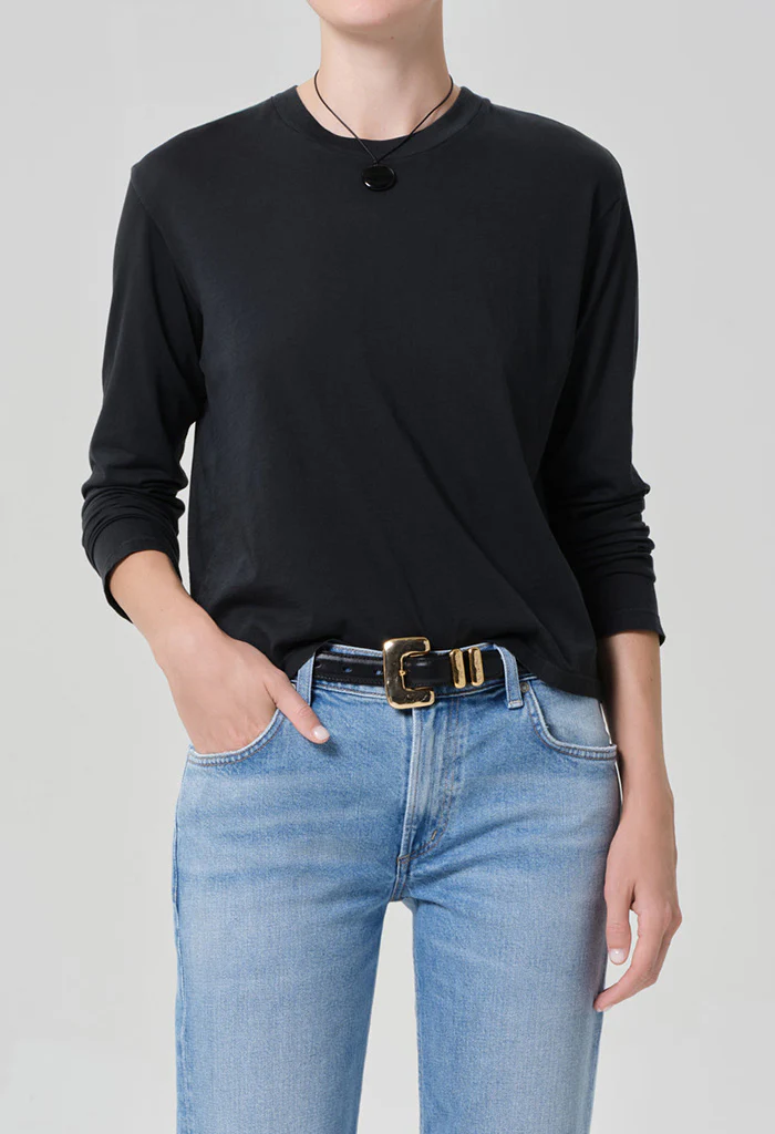 Sabine Cropped Long Sleeve - Washed Black - Image 3