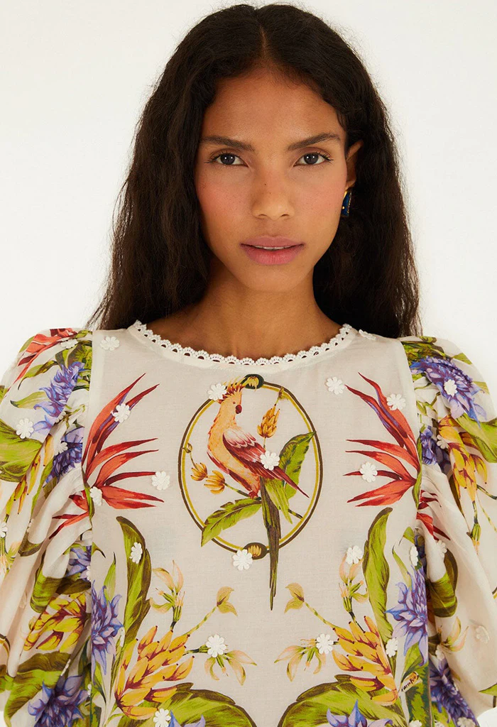 Sand Tropical Scarf Blouse - Image 3
