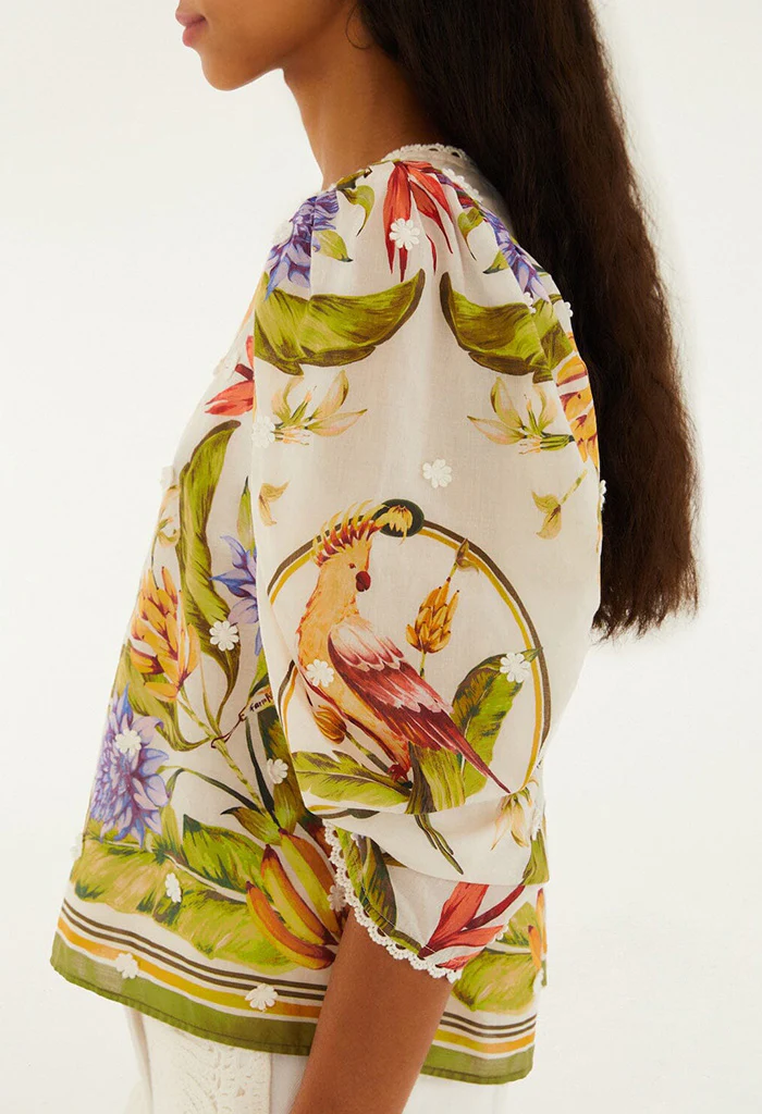 Sand Tropical Scarf Blouse - Image 4
