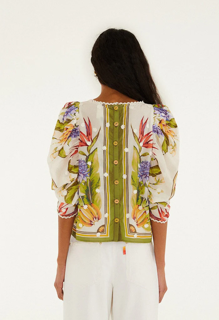 Sand Tropical Scarf Blouse - Image 5