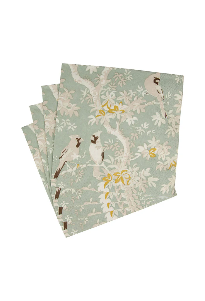 Scenic Songbirds Celadon Luncheon Napkins - Image 2