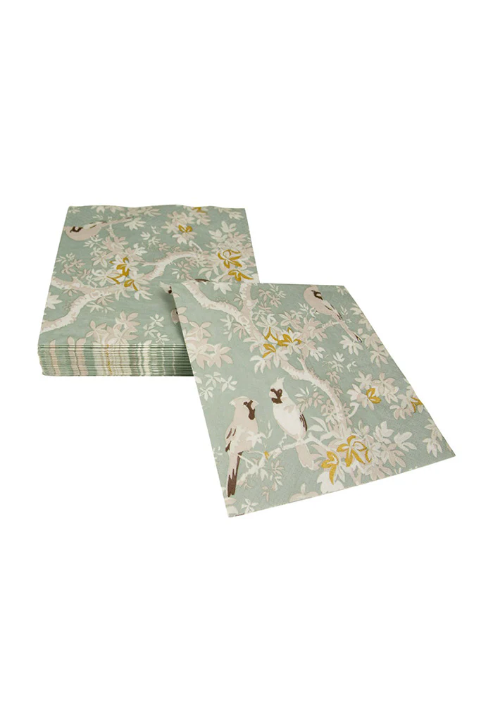 Scenic Songbirds Celadon Luncheon Napkins - Image 3