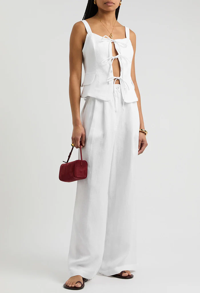 Selma Trousers Linen - White - Image 4
