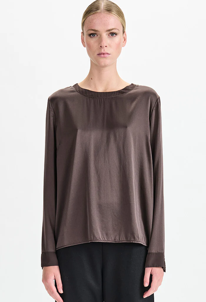 Silk Long Sleeved Top - Merlot