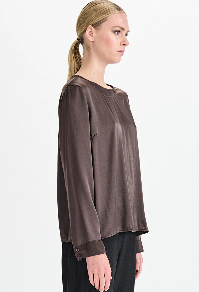 Silk Long Sleeved Top - Merlot - Image 2