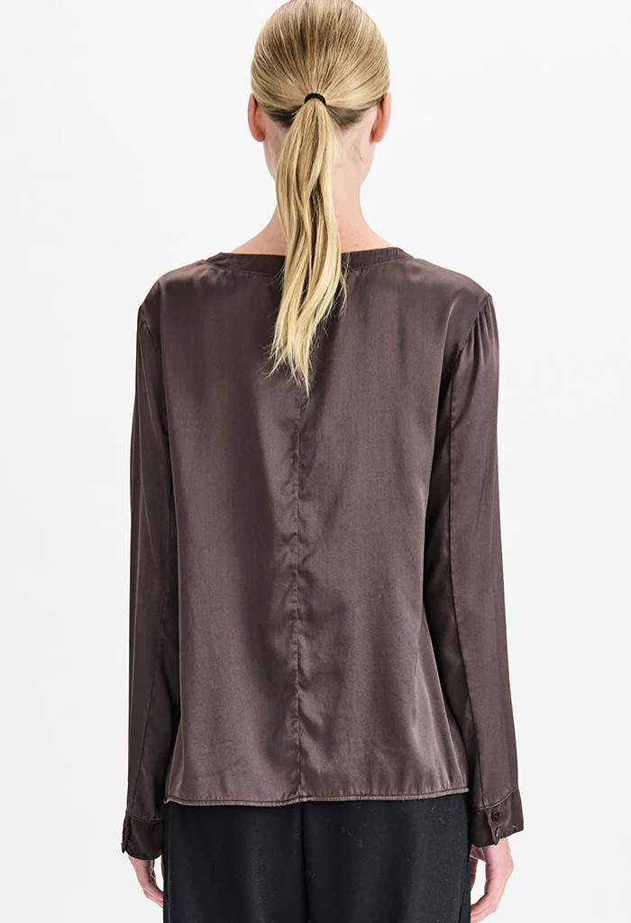 Silk Long Sleeved Top - Merlot - Image 3