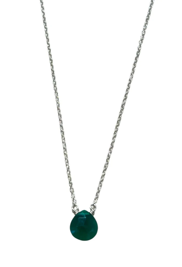Silver Stone Necklace - Green - Image 2