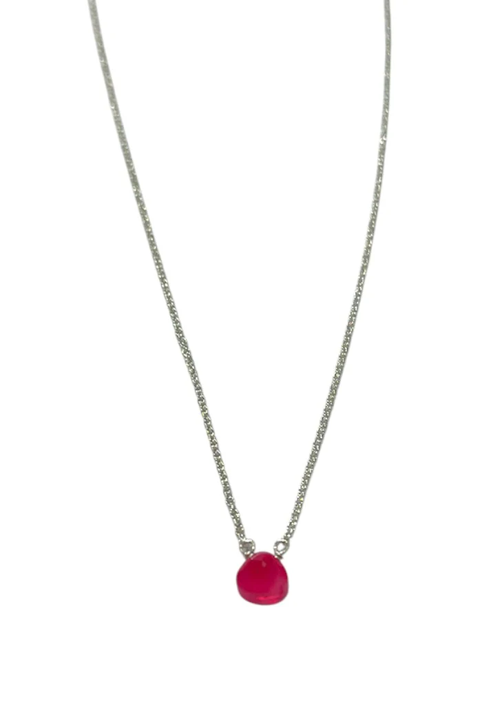 Silver Stone Necklace - Pink - Image 2