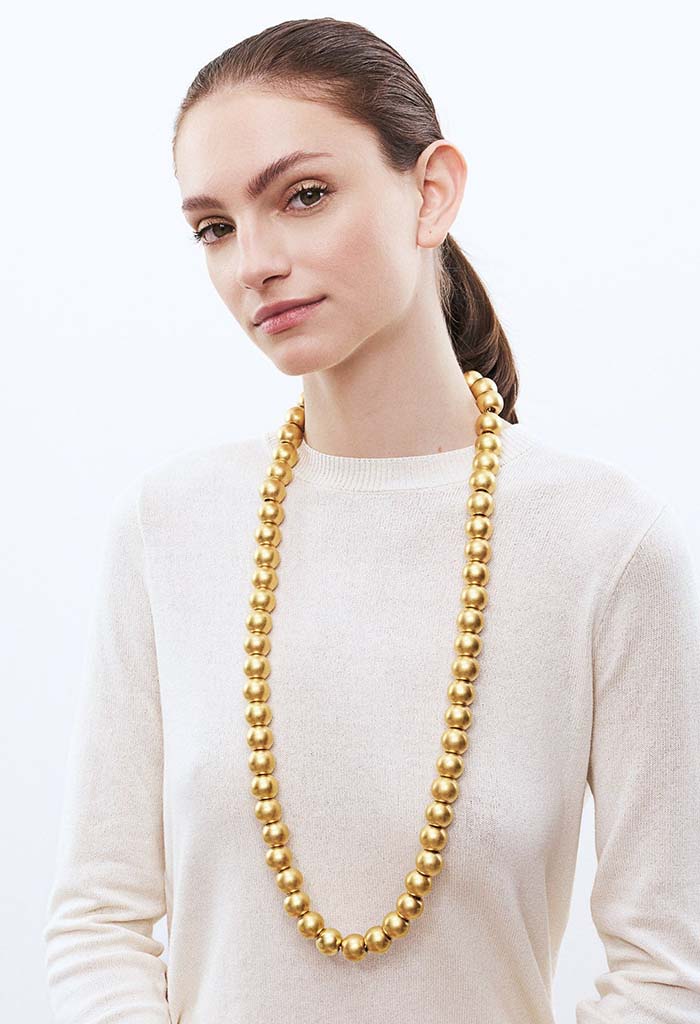 Small Beads Necklace Long - Gold Vintage - Image 2