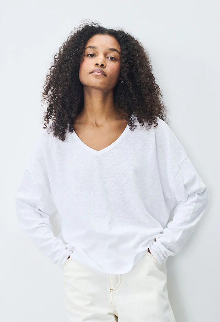 Sonoma Long Sleeve V-Neck T-shirt - White - Image 2