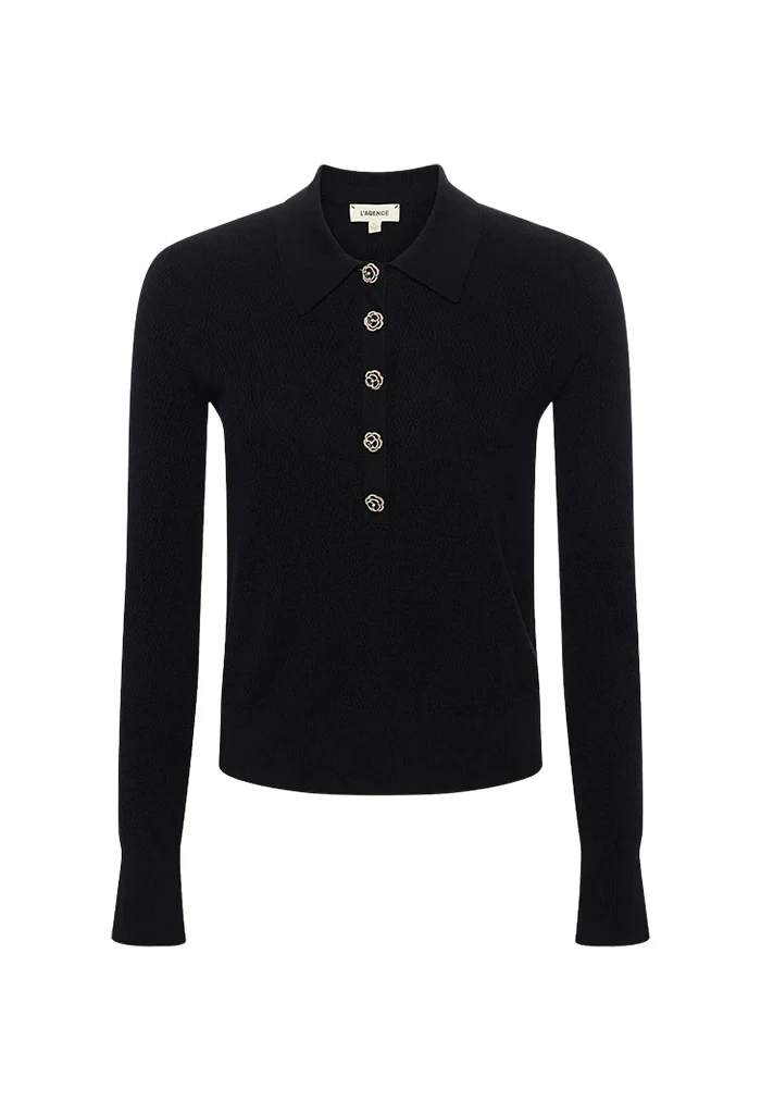 Sterling Sweater - Black/Jewel Button