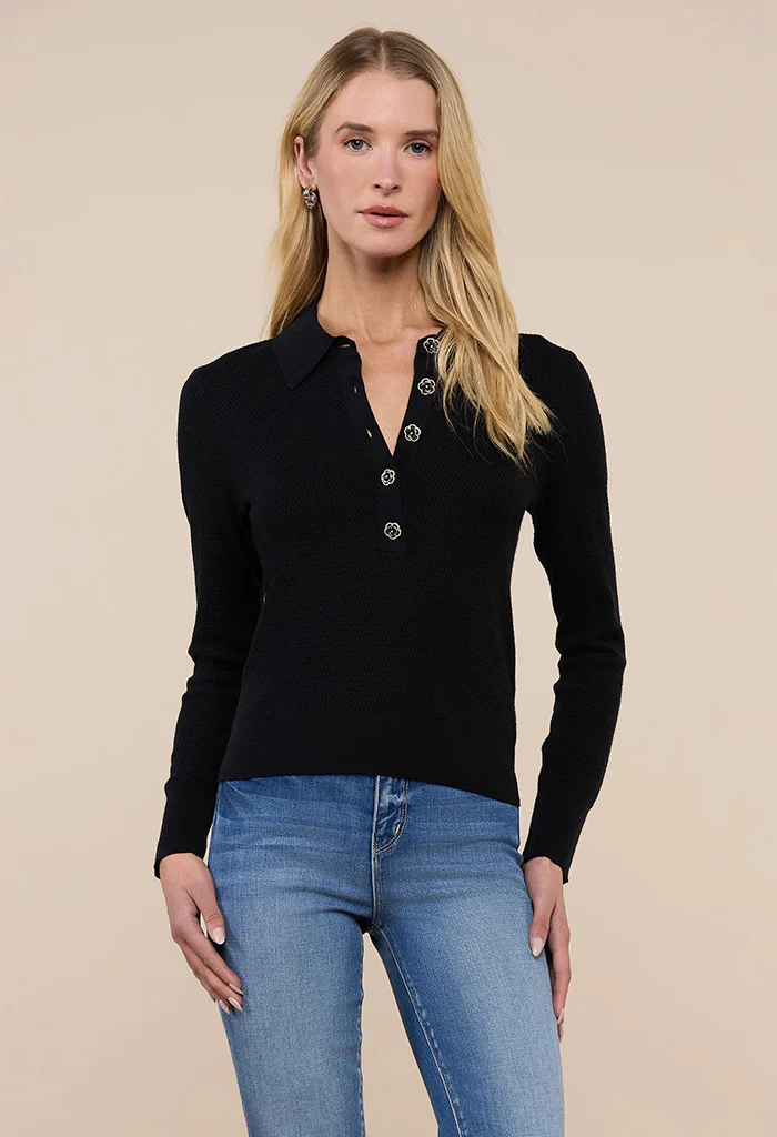 Sterling Sweater - Black/Jewel Button - Image 2