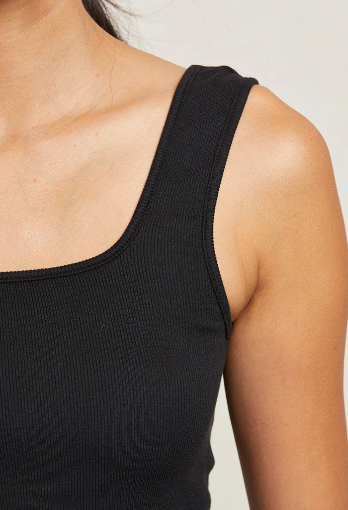 kaitlyn Rib Cropped Tank - True Black - Image 3