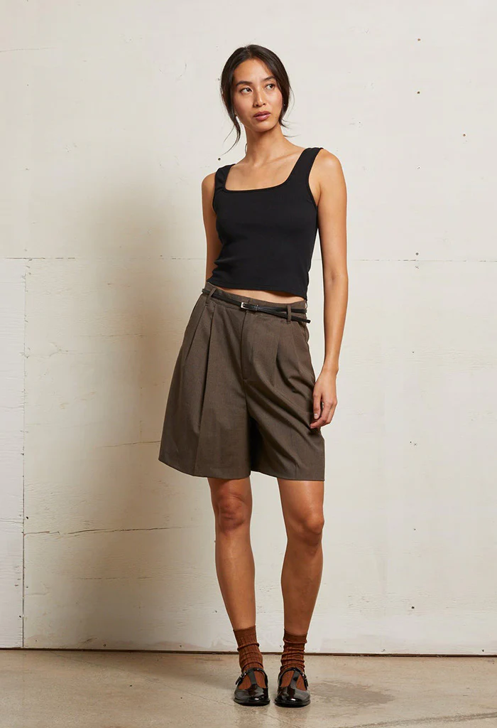 kaitlyn Rib Cropped Tank - True Black - Image 4