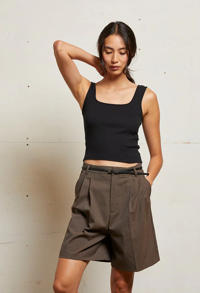 kaitlyn Rib Cropped Tank - True Black - Image 5