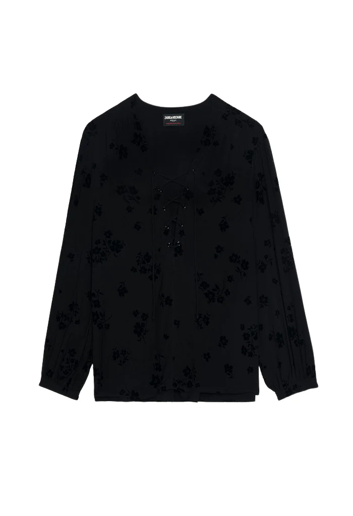 Tamela Soft Flock Flowers - Black