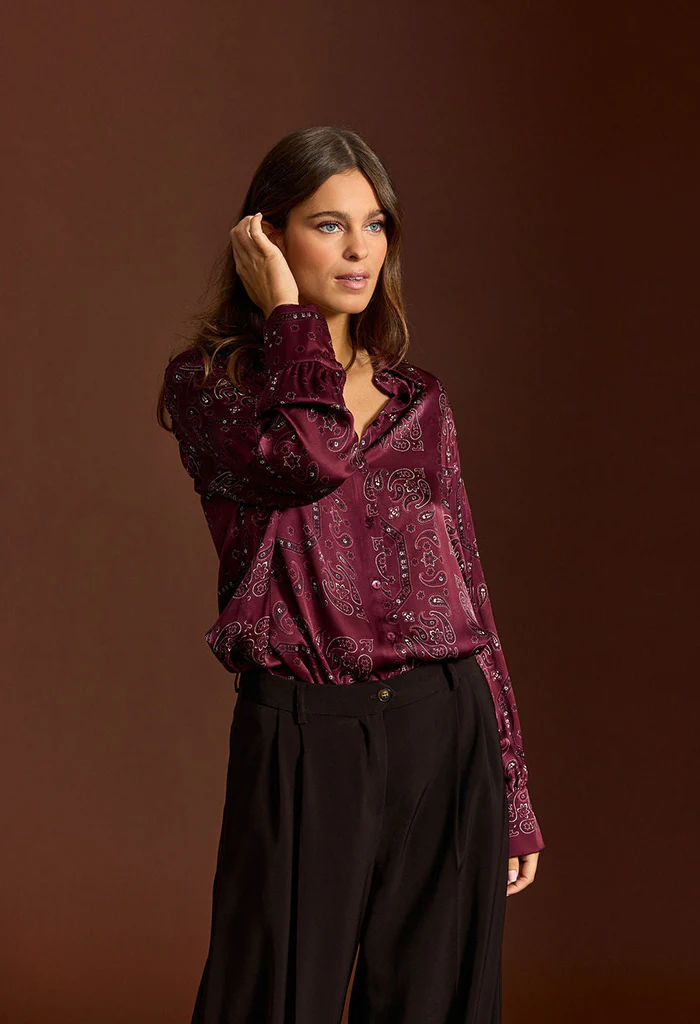 Tasha Bandana Printed Shirt - Burgundy - Image 3
