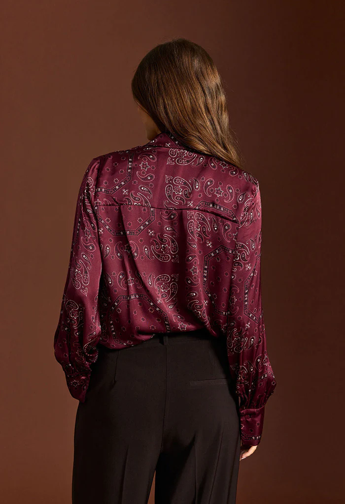 Tasha Bandana Printed Shirt - Burgundy - Image 6
