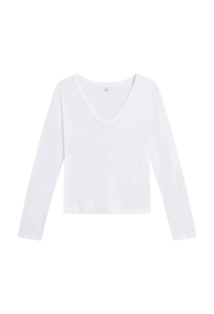 The Laura V-Neck Long sleeve - White
