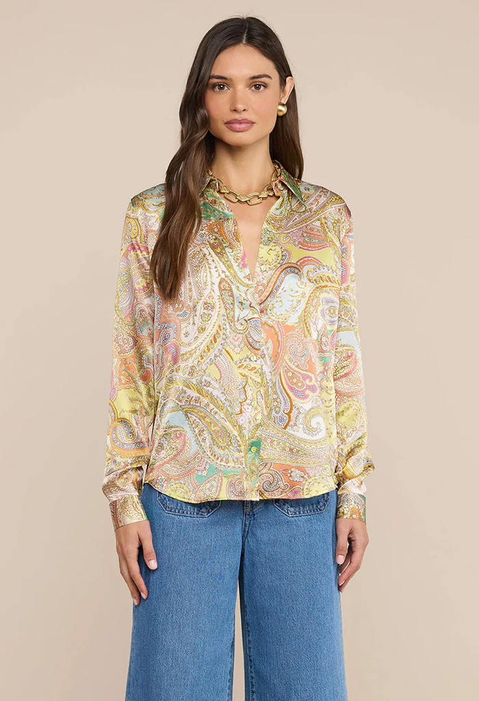 Tyler Silk Blouse - Green Multi Cluster Paisley - Image 2