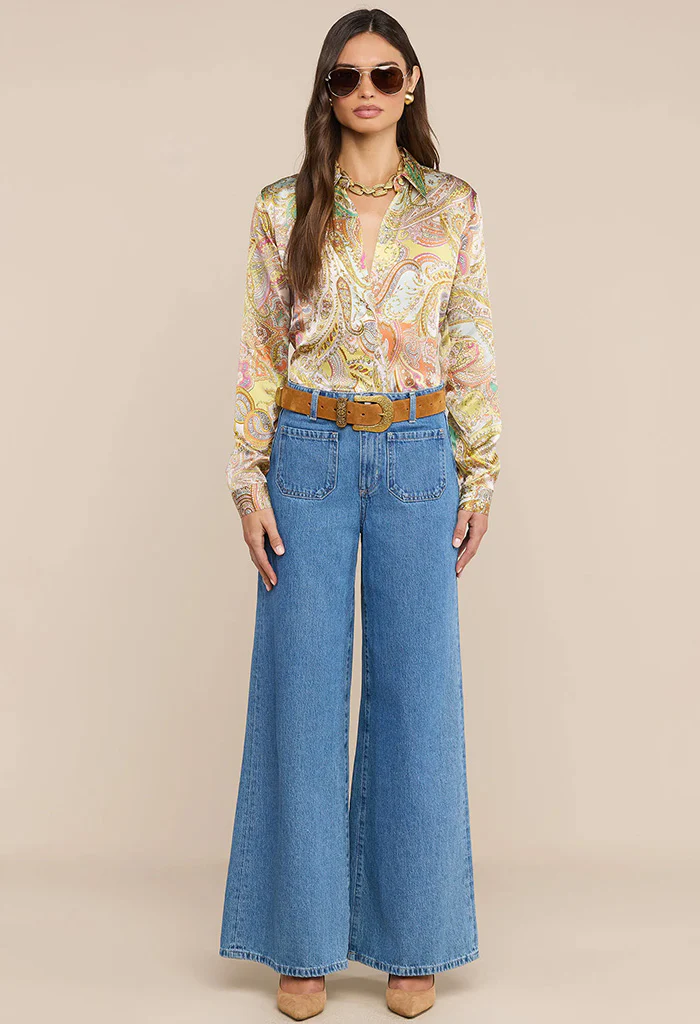 Tyler Silk Blouse - Green Multi Cluster Paisley - Image 3