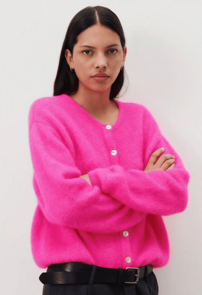 Vitow Cardigan - Fluro Pink Melange - Image 3