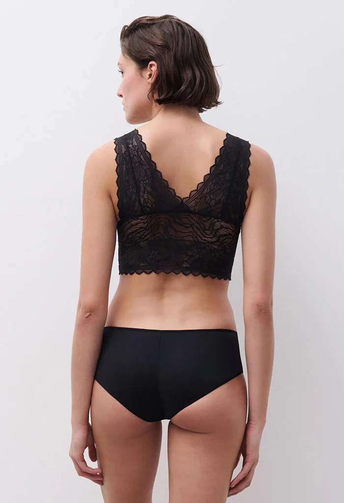 Floral Touch Wirefree Triangle Foam Bra - Black - Image 4