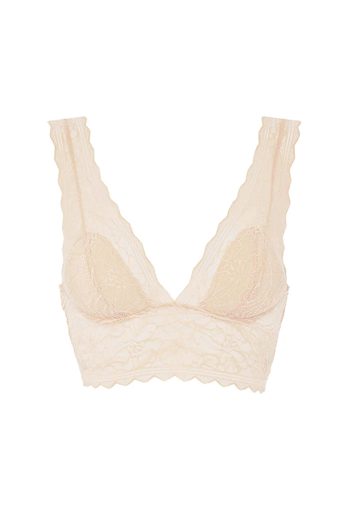 Floral Touch Wirefree Triangle Foam Bra - Golden Beige