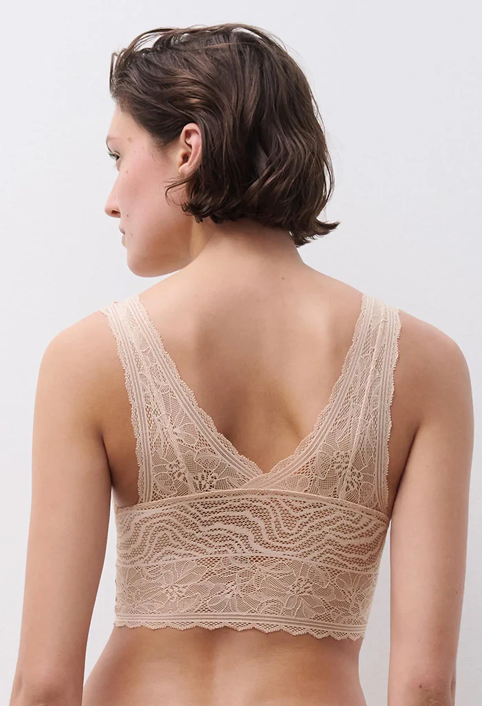 Floral Touch Wirefree Triangle Foam Bra - Golden Beige - Image 5