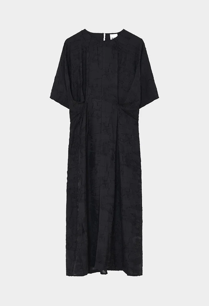 Zua Jacquard Torn Dress - Black - Image 3